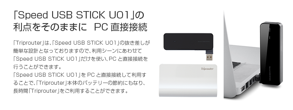 「Speed USB STICK U01」の利点をそのままに PC直接接続